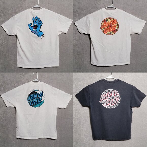 Santa Cruz Other - Santa Cruz T-Shirt Mens Sz XL White Black Graphic Print Screaming Hand Lot of 4